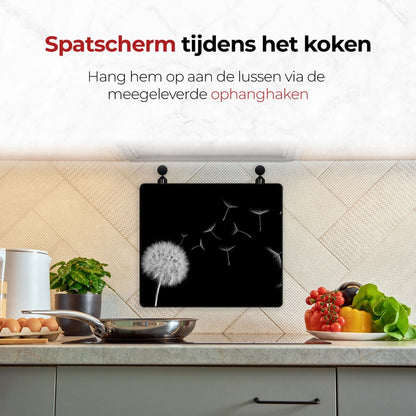 Spatscherm beschermer paardenbloem aan de muur tijdens het koken 